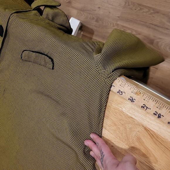 Vintage Cftc Studio Black and Yellow/green Check A-line Button Down Collared Top - Picture 11 of 13